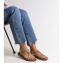 Sandálias douradas decoradas com zircões Leilana dourado 1