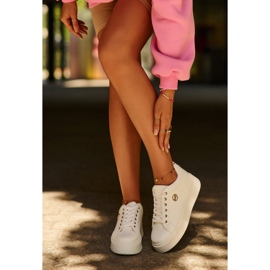 Tênis feminino com plataforma baixa branco Telirra 2