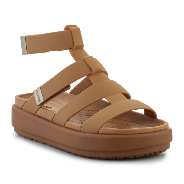 Sandálias gladiadoras de luxo Crocs Brooklyn 209557-2U3 marrom 1