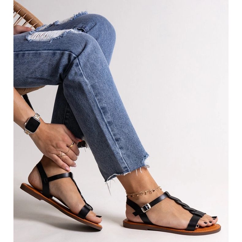 Sandálias rasteiras amaranto pretas preto 1