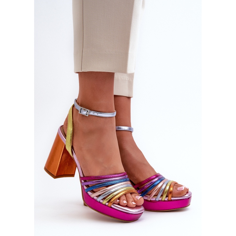 S.Barski Sandálias femininas de salto alto D&amp;A CR920 multicoloridas tolet 1