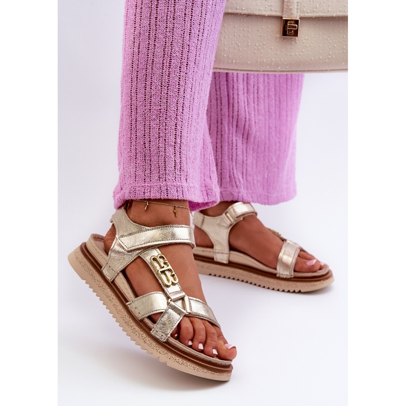 Zazoo 50103 Sandálias femininas de couro na plataforma, douradas dourado 2