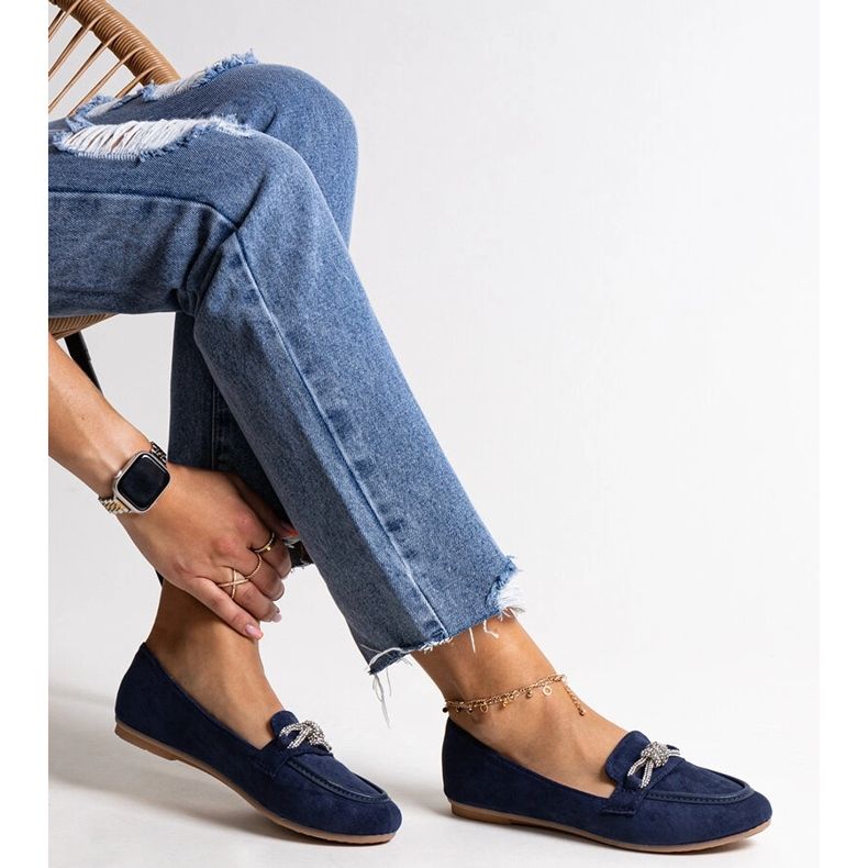 Mocassins azul marinho com decoração Jabira brilhante 1