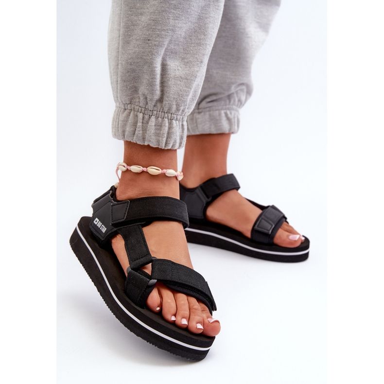 Sandálias femininas com plataforma Big Star NN274A532 pretas preto 2