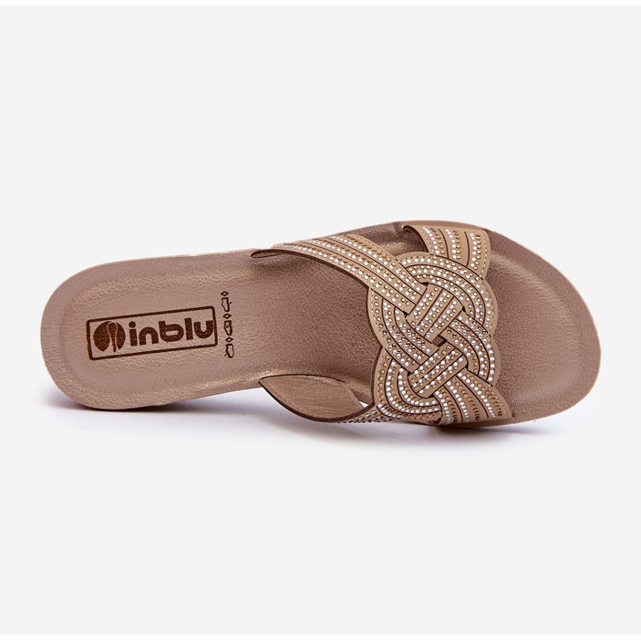 Chinelos femininos confortáveis ​​com zircônias cúbicas Inblu BV000037 Bege 1