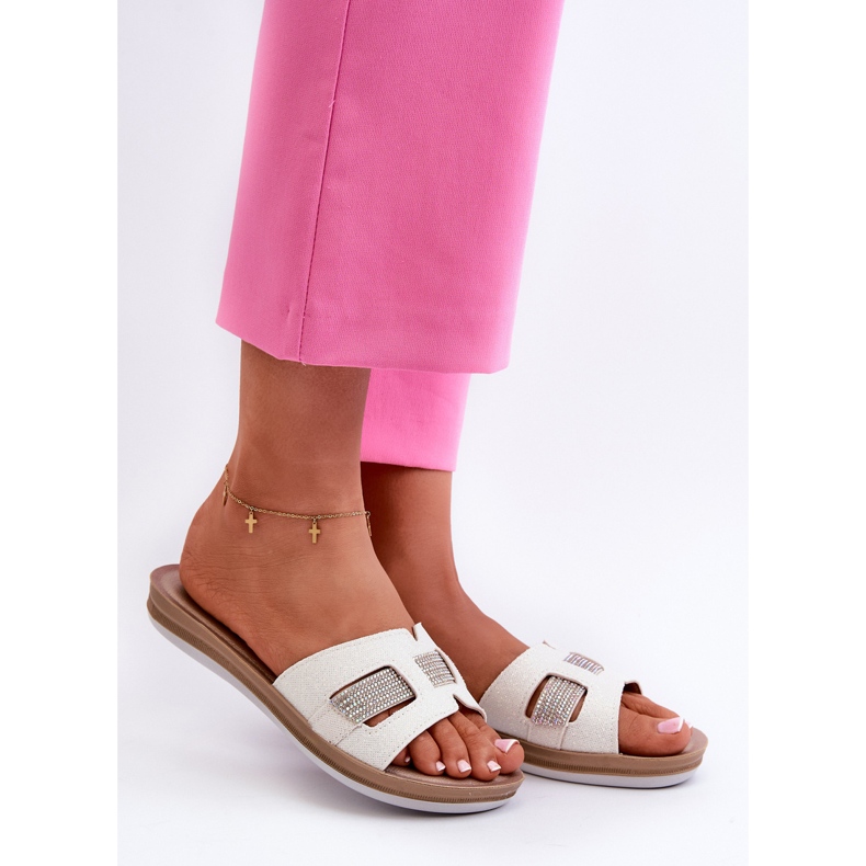 Chinelos femininos confortáveis ​​e brilhantes Inblu BA000050 branco 1