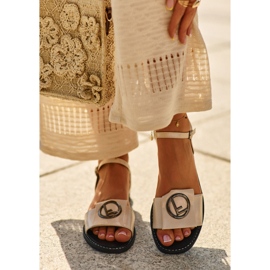 Sandálias femininas com decoração S.Barski KV27-045 douradas dourado 2