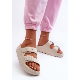 EVento Chinelos femininos de espuma Melorea bege na plataforma 2