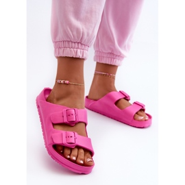 Chinelos femininos de espuma com fivelas fúcsia Luciene rosa 2