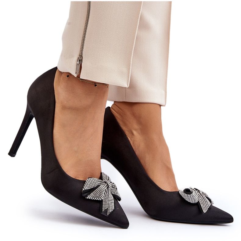 Sweet Shoes Salto alto Fairine preto com laço 6