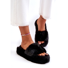 Chinelos de pele femininos pretos Stepia 1