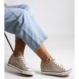 Bez marki Tênis cano alto Jadwa dourado brilhante 1