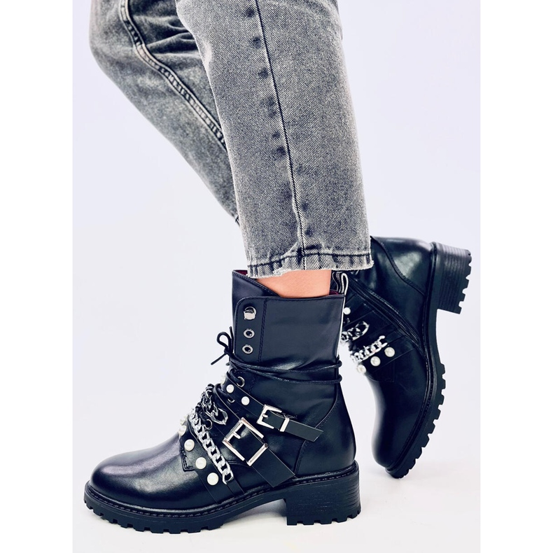 Botas militares com corrente Luba Black preto 2