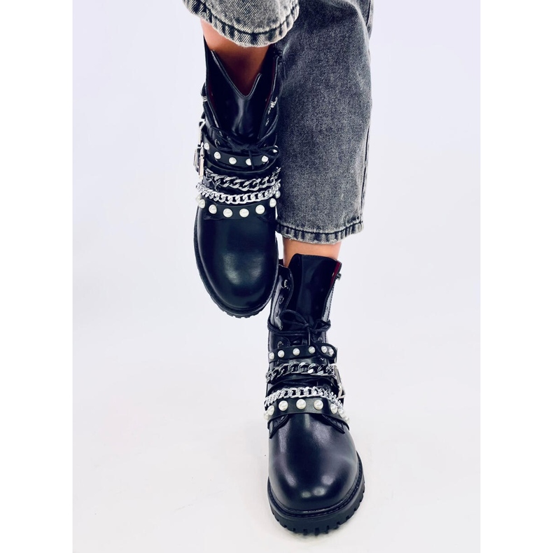 Botas militares com corrente Luba Black preto 1 Botas militares com corrente Luba Black preto 1
