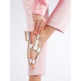 Sandálias planas brancas elegantes branco 2