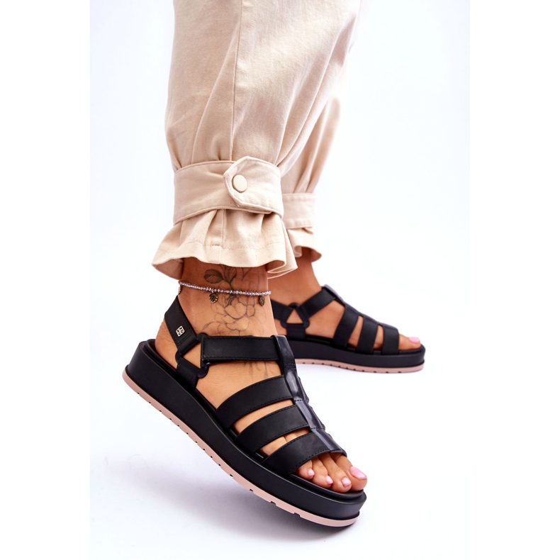 Sandálias femininas veganas de velcro ZAXY JJ285017 preto 2