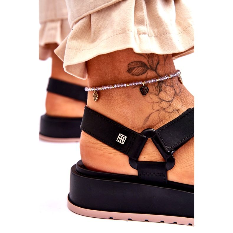 Sandálias femininas veganas de velcro ZAXY JJ285017 preto 3