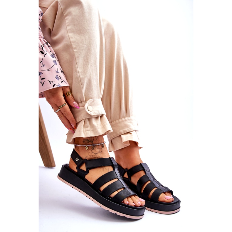 Sandálias femininas veganas de velcro ZAXY JJ285017 preto 4