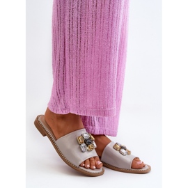 Chinelos femininos com decorações S.Barski KV27-031 bege 1