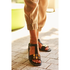 Sandálias femininas elegantes com detalhes decorativos S.Barski KV27-030 pretas preto 2