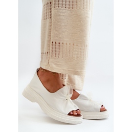 Zazoo 2939 Sandálias femininas de couro com laço, brancas branco 2