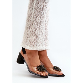 Sandálias femininas de salto alto com parte superior transparente, Aleola preta preto 2 Sandálias femininas de salto alto com parte superior transparente, Aleola preta preto 2