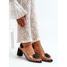 Sandálias femininas de salto alto com parte superior transparente, Aleola preta preto 1 Sandálias femininas de salto alto com parte superior transparente, Aleola preta preto 1