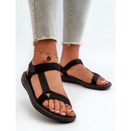 Sandálias esportivas femininas com velcro pretas Vilari preto 2