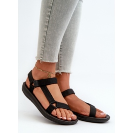 Sandálias esportivas femininas com velcro pretas Vilari preto 1