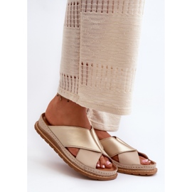 Chinelos perfilados de couro Maciejka 04986-04 Dourado-Bege 1