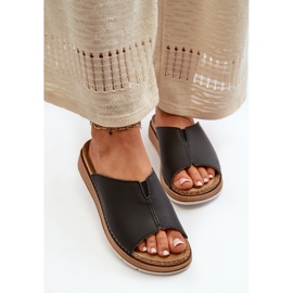 Chinelos femininos confortáveis ​​em couro ecológico Inblu GS0003I1 preto 2