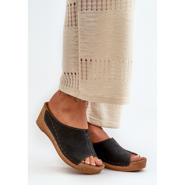 Chinelos de cunha femininos confortáveis ​​Inblu NG000002 preto 2