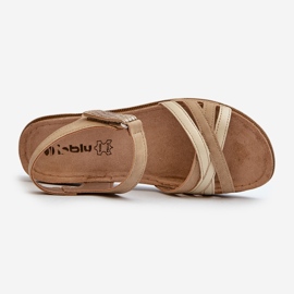 Sandálias femininas confortáveis ​​e leves com velcro Inblu CN000041 Bege e Dourado 1