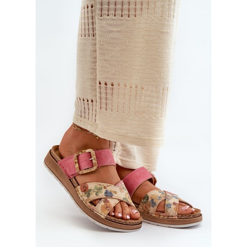 Chinelos femininos confortáveis com fivela de flor Inblu GS000051 rosa 1 Chinelos femininos confortáveis com fivela de flor Inblu GS000051 rosa 1