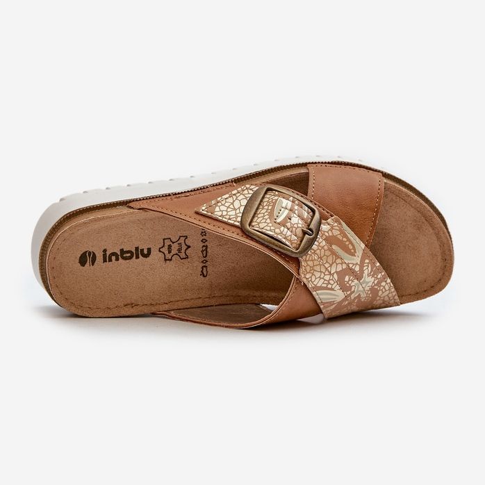 Chinelos femininos confortáveis ​​com fivela Inblu CN000032 Camel marrom 1