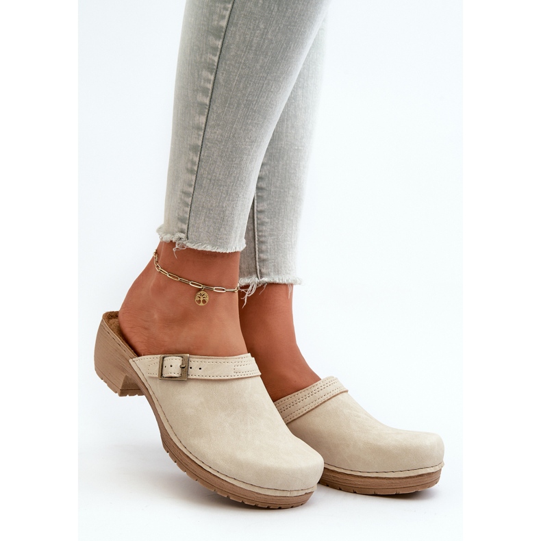 Tamancos femininos de salto baixo Inblu BL000004 Bege 2
