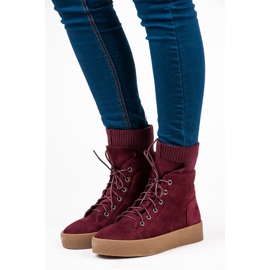 Ideal Shoes Botas Maroon Creepers vermelho 1