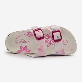 Chinelos infantis com fivelas de coração, rosa permanente 1