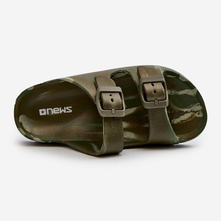 Chinelos leves de espuma para menino com fivelas, verde escuro, Adirnaca 2
