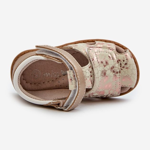 Sandálias infantis estampadas com velcro, Maellita dourada dourado 1 Sandálias infantis estampadas com velcro, Maellita dourada dourado 1