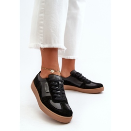 Tênis feminino de couro preto Vinceza 7333 2