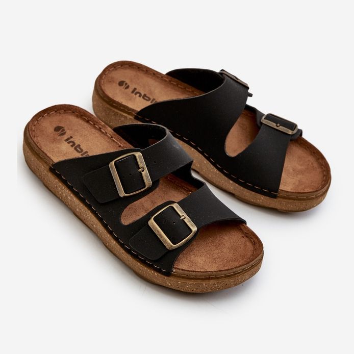 Chinelos masculinos leves e confortáveis ​​com fivelas Inblu MT000016 preto 1