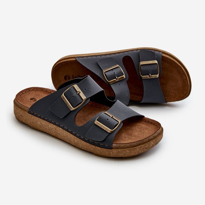 Chinelos masculinos leves e confortáveis ​​com fivelas Inblu MT000016 azul marinho 2