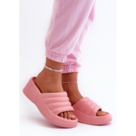 Chinelos leves de espuma femininos em cunha e plataforma, Tendrea rosa 1