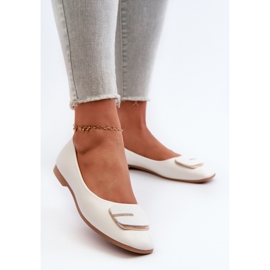 Bailarinas femininas de couro ecológico com decoração, Edoslli branca branco 2