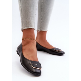 Bailarinas femininas de couro ecológico com decoração preta Edoslli preto 2