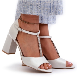 Vinceza Sandálias prateadas de salto alto com zircônias cúbicas prata 4