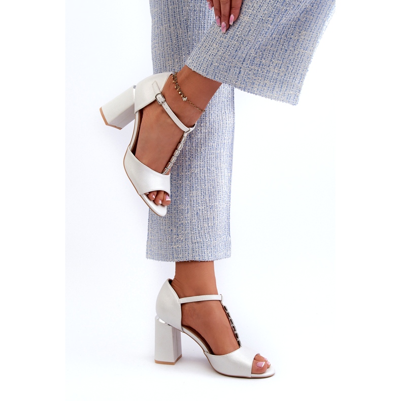 Vinceza Sandálias prateadas de salto alto com zircônias cúbicas prata 3