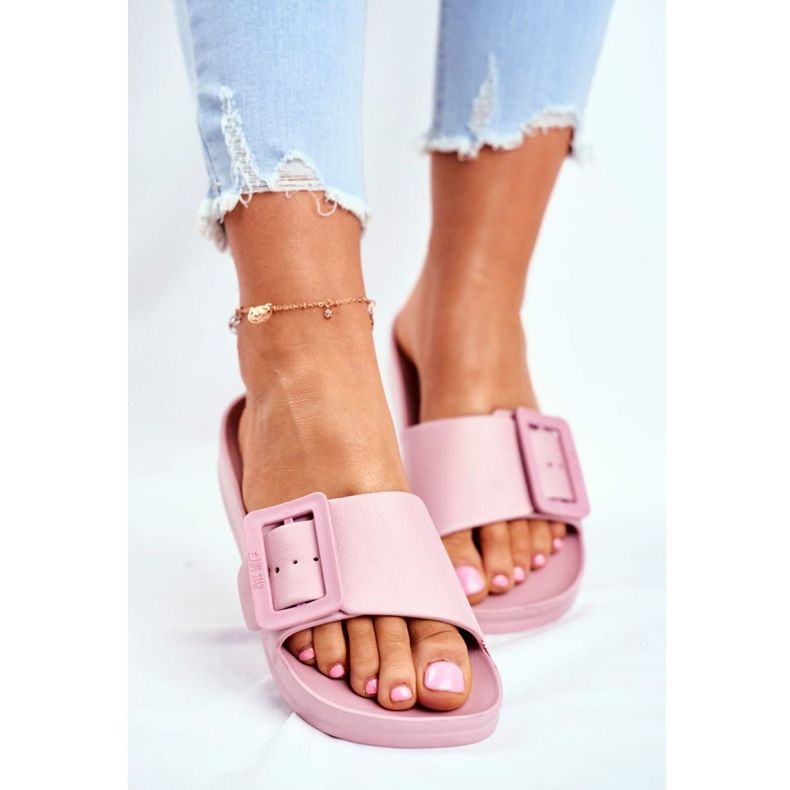 Chinelos femininos Big Star com fivela rosa FF274A387 3