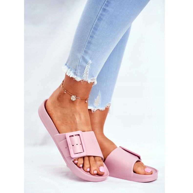 Chinelos femininos Big Star com fivela rosa FF274A387 1